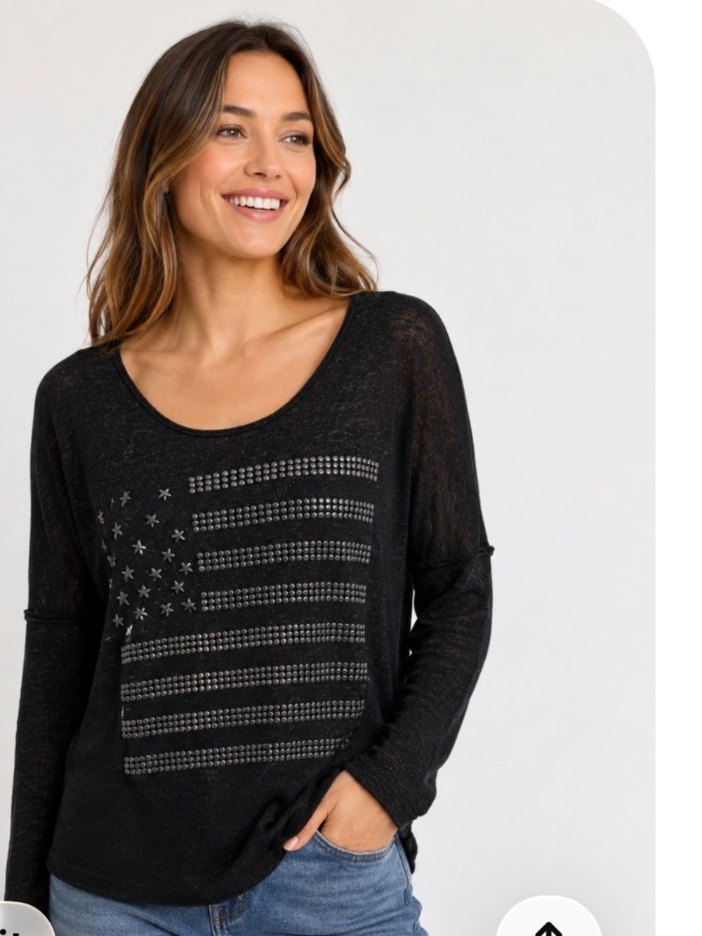 Black and Gray Flag Studded Shirt